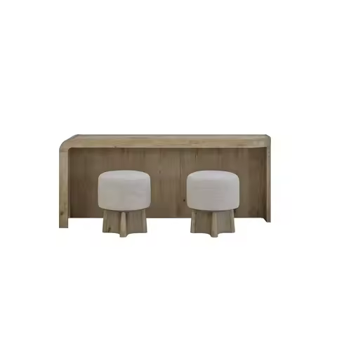 English Knotty Oak Entertainment Unit with Stools