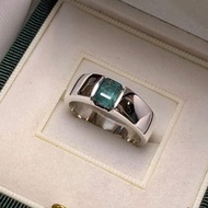 天然鮮綠色祖母綠男女戒指純銀 925 男女通用祖母綠