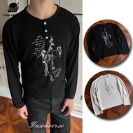CalceNubes Dawnverse Fallen Angel Print Henley Long Sleeve Sun Protection Shirt