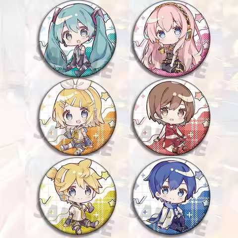 Anime Hatsune Miku Q Version Badge Pin Brooch Glass Film Shattered Design Vocaloid MIKU Collectible 