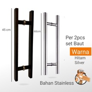 Gagang Pintu Kupu Tarung / Handle Pintu Kaca Gagang Pintu Aluminium Baut Tembus Anti Karat