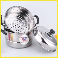 ● ◇ ♚ 3 Layer Stainless Steamer (28cm) 3 Layer Steamer Siomai Steamer Stainless Steel Cooking Pot