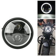 Motorcycle Accessories Modified LED Retro Headlight CG125 GN125 Headlight Harley Angel Eyes LED Head