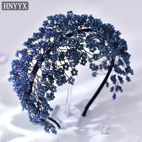 HNYYX Luxury Crystal Headband Sparkling Wedding Hair Jewelry Fashion Headwear Elegant Headdress Rhin