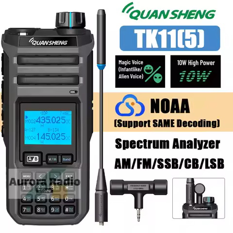 Quansheng TK11(5) Walkie Talkie 10W HF VHF UHF USB AM FM LSB CW 27MHz CB LW MW SW SSB Spectrum Analy