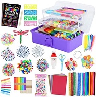 VOLINFO Kids Arts and Crafts Supplies Set- Toddler 1600 Pcs DIY Craft Box Include 26 Pcs Rainbow Scratch Art Set, Craft Supplies &amp; Materials, Folding Storage Box, All in One Craft Kit for Kids Gift