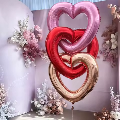 1/3pcs 40 Inch Pink Red Rose Gold Silver Heart-shaped Foil Balloon Valentine's Day Wedding Dopamine