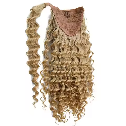 Deep Wave Ponytail Human Hair Brazilian Human Hair Extension 60g 80g 100g 120g Drawstring Ponytail N