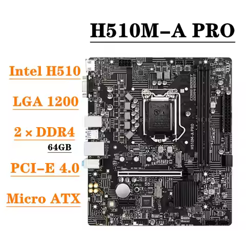 For H510M-A PRO Motherboard, Micro-ATX - Supports Intel Core 11th Gen Processors LGA 1200Socket Micr