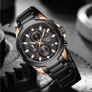 [New] Cristiano Aillen Jam Tangan Pria Analog 8889 Rantai Stainless Steel Chronograph Kaca Sapphire 