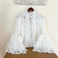 Lolita Bishop Sleeve Lace Blouse Sweet Ruffle Big Bow Flare Long Sleeve Top Doll Style JSK Inner Top