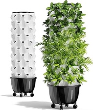 Garden Hydroponic Growing System, 48/64/80/96 Pots Smart Garden Planter Hydroponics Tower, Aeroponics Growing Kit with Hydrating Pump, Adapter, Net Pots, Timer, for Herbs, Fruits and Vegetables