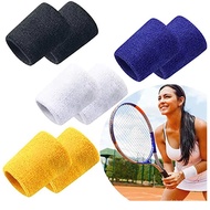 Acquire【on sale】2 pairs Sport Sweatbands Elastic Tennis Wristband Brace Cotton Wrist Sweat Band for 