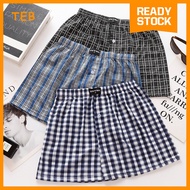 ( 1 PCS | M–2XL) QSTAR Boxer Men Underwear Checkered Polyester | Boxer Lelaki Corak Kotak Pinggang E