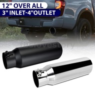 3 Inch Inlet 4 Inch Outlet Exhaust Tip 12 Inch Length Bolt-On Tail Pipe Anti-Corrosive High Temperat