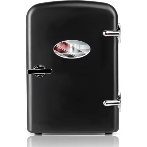 4L Mini Fridge Portable Cooler & Warmer for Food Drinks Office Desk Black Compact Refrigerator