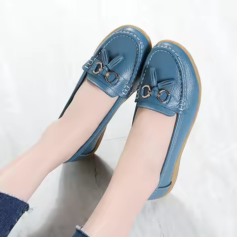 Wedge Shoes Women 2022 New Casual Classic Fashion Elegant Candy Colors Leather Shoes Comfortable Fem