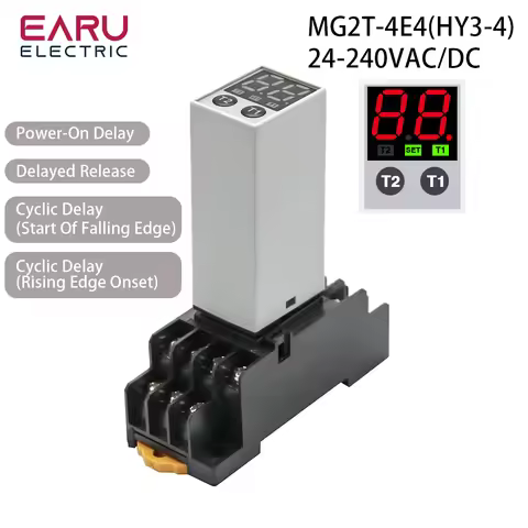 H3Y-2/4 Digital Time Relay AC 220V 24V Time with Base Small Digital Display Cycle Time Control Delay