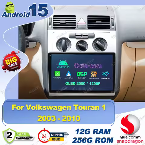 Android 15 Car Radio For Volkswagen Touran 1 2003 - 2010 Golf Mk5 Cupra Formentor H4 Led H7 Alfa Rom