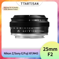 TTArtisan 25mm F2 APS-C Manual Prime Focus Mirrorless Camera Lens for Nikon Z Sony E Fuji XF M43 Mou