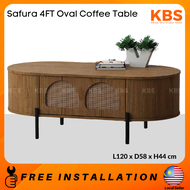 (FREE Installation+Shipping) KBS Safura 4FT Oval Coffee Table / 2 Drawers Storage / Mid-Century Clas