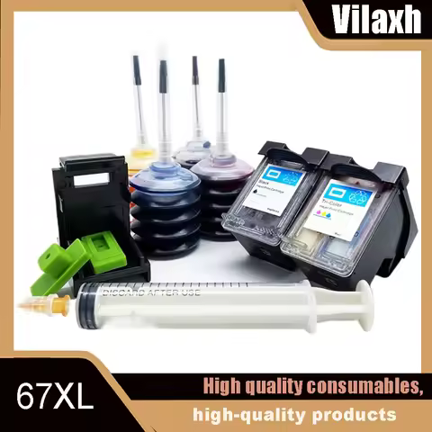 67XL Refillable Replacement for HP 67 for HP67 Ink Cartridge for HP Envy 4140 4152 4155 4158 1225 27