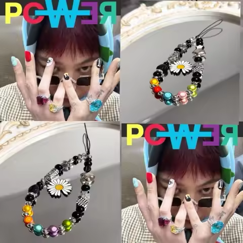 Kpop G Dragon Power Daisy GD Beaded Mobile Phone Chain Handmade Gift for Fans Collection
