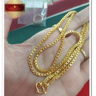 ใหม่!!สร้อยคอชุบทองแท้ 24 K ลายเต๋าเหลี่ยมตัดลาย น้ำหนัก 2 บาท ยาว 24 นิ้ว