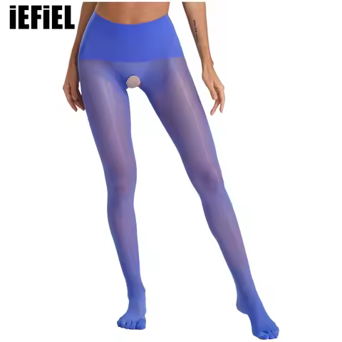 Women Glossy Pantyhose High Waist Stockings No Crotch Five Toes Stockings Fun Underwear Role Play Cl