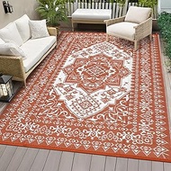 COZYLOOM Large Outdoor Rug 9x12 Foldable Plastic Straw Rug Waterproof Patio Rug, Vintage Oriental Ou