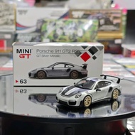 Mini GT Porsche 911 GT2 RS Weissach Package GT Silver Metallic MGT 63 Unsealed