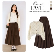 Faye Oneset for Teenagers (Raw Cardigan + Maxi Layered Skirt) Casual Formal Outfit Set