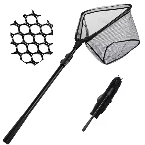 Goture 1pcs Fishing Landing Net with Telescoping Pole Foldable Handle for Freshwater Saltwater Fly F