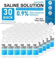 30 Pack 0.9% Saline Solution Normal Solution for All Ages Total 150ml | Sodium Chloride 5ml Each S