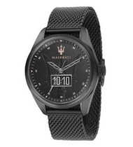 Maserati 黑色不銹鋼Smart男裝手錶