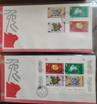 1989年香港兔年首日封一對。商務印書館封 。五元平日郵。