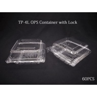 TP-4L / GO-43 - OPS Plastic Tray with Lock / Bakery Disposable Plastic Clear Food Box / Hamburger Bo