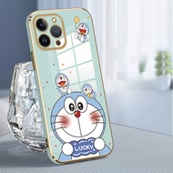 Mobile Phone Case For OPPO A91 AX5 A55 A31 A78 5G A53 2020 AX5S A75 A74 Cartoon Doraemon Anime 6D Chrome Plated Soft Casing Cover