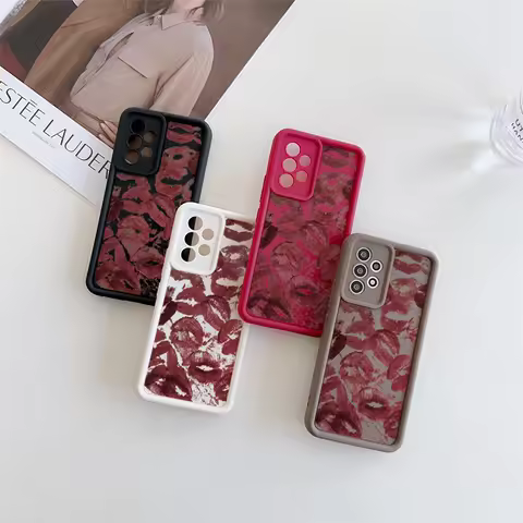 Red Lip Print Case For Samsung Galaxy M54 F06 M16 M15 M34 M23 M31 M51 A22 M30S M20 M11 A31 A51 A71 A