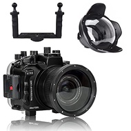 Seafrogs 40m/130ft Unterwater Camera Housing Case w/Wide Angle Dome Port and Two Hands Aluminium Tra
