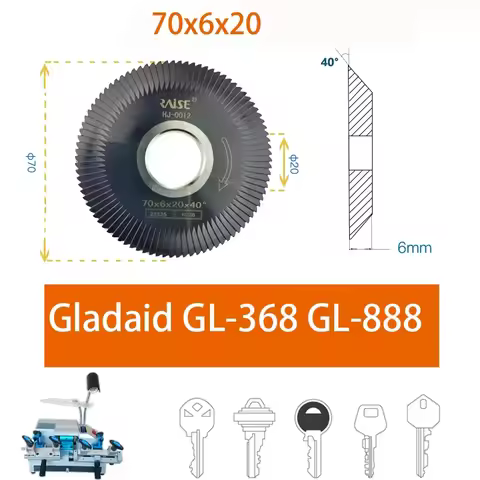 Key Duplicator Gladaid 888 368 Key Cutting Machine Milling Cutter 8810/8811/0012 70x6x20