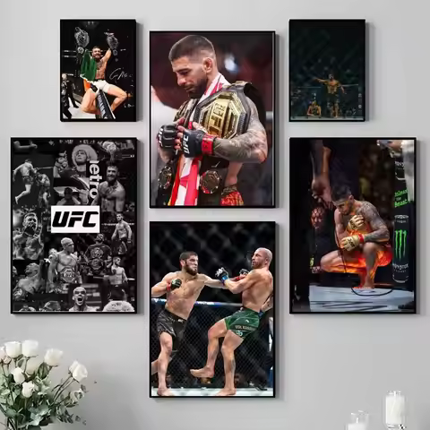 1PC Ultimate Fighting U-UFC Poster Self-adhesive Art Waterproof Paper Sticker Coffee House Bar Room 