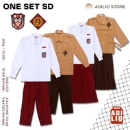 MERAH PRIMARY SCHOOL UNIFORM SET WHITE RED UNIFORM PRIMARY SCHOOL SCOUT UNIFORM FOR GIRLS AND BOYS P
