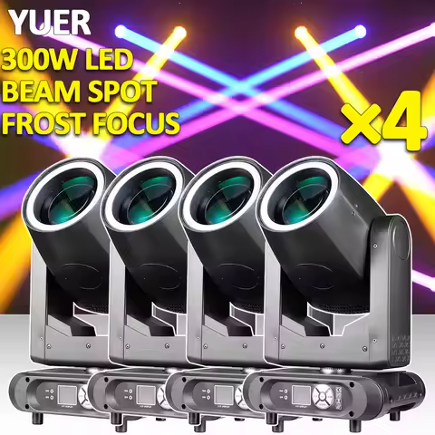 4PCS 300W LED Beam Moving Head Frost Focus Effect Lighting Gobo 18Prisms Lyre Dj Disco Music Nightcl