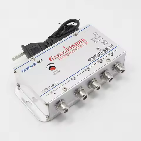 AC 220V 4 Way CATV Cable TV Splitter Amplifier 20dB Digital TV Antenna Signal Booster Home Tv Equipm