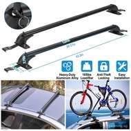 2PCS Universal 110cm/43-inch Car Roof Rack Cross Bar w/ Anti-Theft Lock Adjustable Window Frame for bike kayak cargo