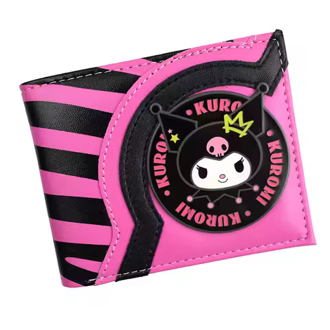 MINISO Cute Design Metal Wallet Kuromi Short Purse with Zipper Pocket