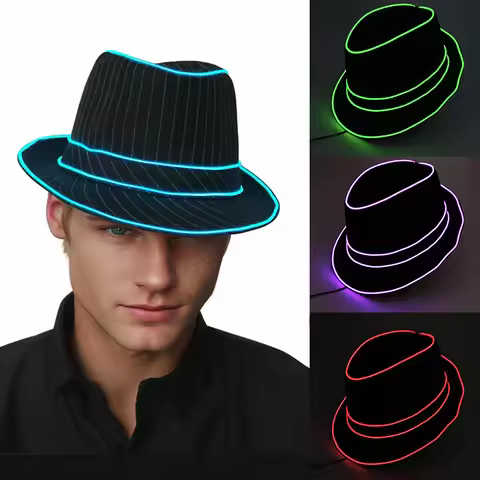 LED luminous fedora hat mutiple color rave dance panama hat led Gentlemen Hat led dancing suits for 