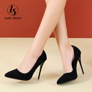 Plus Size close shoes with heels stilleto heels 35-45 large-yard new velvet 12 cm ultra-high heels w