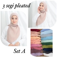 BAWAL PLEATED BUTTERFLY 3 segi Triangle PREMIUM Chiffon Bidang 45 Easy Peasy